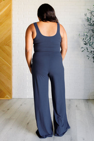 Shavasana Everyday Wide Leg Jumpsuit in Navy-Jumpsuits & Rompers-Ave Shops-Motis & Co Boutique, Women's Fashion Boutique in Carthage, Missouri