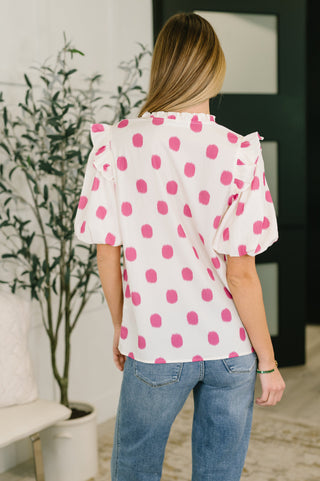 Shopping Spree Notched Neck Puff Sleeve Blouse-Blouses-Ave Shops-Motis & Co Boutique, Women's Fashion Boutique in Carthage, Missouri