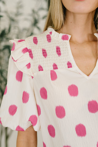 Shopping Spree Notched Neck Puff Sleeve Blouse-Blouses-Ave Shops-Motis & Co Boutique, Women's Fashion Boutique in Carthage, Missouri