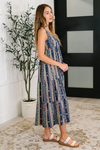 Sierra Spirit Gathered Tiered Dress in Navy-Womens-Ave Shops-Motis & Co Boutique, Women's Fashion Boutique in Carthage, Missouri