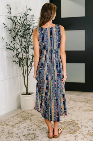 Sierra Spirit Gathered Tiered Dress in Navy-Womens-Ave Shops-Motis & Co Boutique, Women's Fashion Boutique in Carthage, Missouri