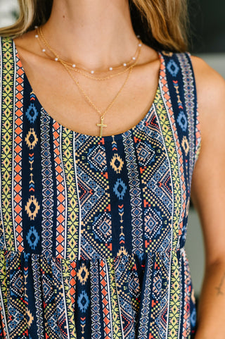 Sierra Spirit Gathered Tiered Dress in Navy-Womens-Ave Shops-Motis & Co Boutique, Women's Fashion Boutique in Carthage, Missouri