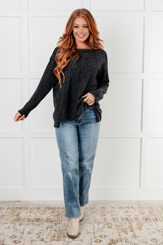 Simple Silhouette Brushed Hacci Sweater in Black-Tops-Ave Shops-Motis & Co Boutique, Women's Fashion Boutique in Carthage, Missouri