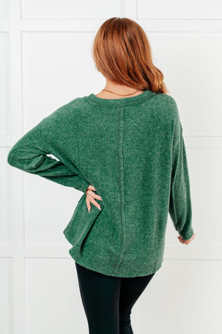 Simple Silhouette Brushed Hacci Sweater in Dark Green-Tops-Ave Shops-Motis & Co Boutique, Women's Fashion Boutique in Carthage, Missouri