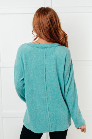 Simple Silhouette Brushed Hacci Sweater in Dusty Teal-Tops-Ave Shops-Motis & Co Boutique, Women's Fashion Boutique in Carthage, Missouri