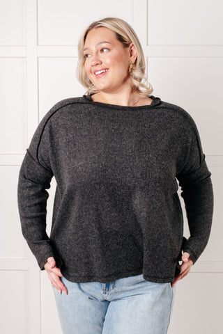 Simply Basic Ribbed Hacci Sweater in Black-Tops-Ave Shops-Motis & Co Boutique, Women's Fashion Boutique in Carthage, Missouri