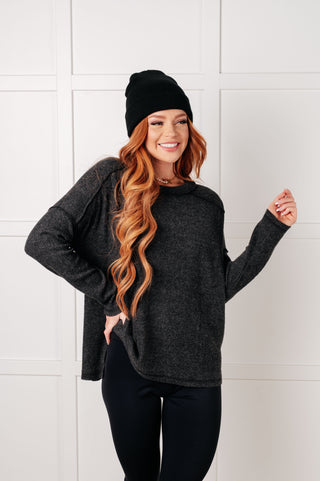 Simply Basic Ribbed Hacci Sweater in Black-Tops-Ave Shops-Motis & Co Boutique, Women's Fashion Boutique in Carthage, Missouri