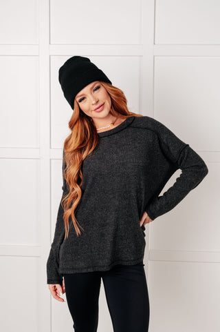 Simply Basic Ribbed Hacci Sweater in Black-Tops-Ave Shops-Motis & Co Boutique, Women's Fashion Boutique in Carthage, Missouri