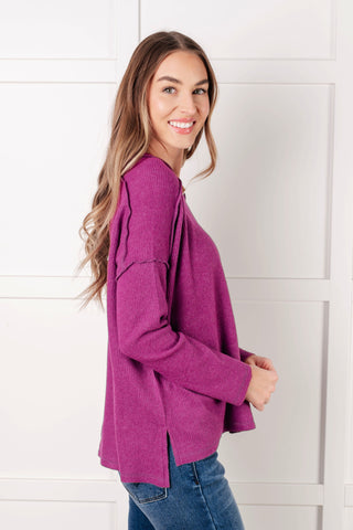 Simply Basic Ribbed Hacci Sweater in Light Plum-Tops-Ave Shops-Motis & Co Boutique, Women's Fashion Boutique in Carthage, Missouri