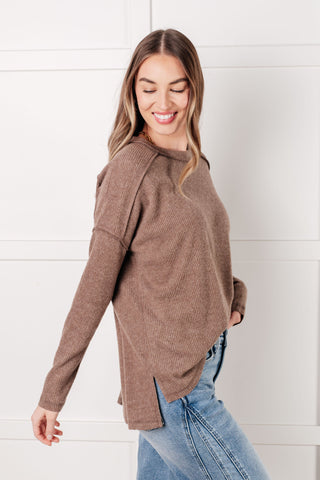 Simply Basic Ribbed Hacci Sweater in Mocha-Tops-Ave Shops-Motis & Co Boutique, Women's Fashion Boutique in Carthage, Missouri