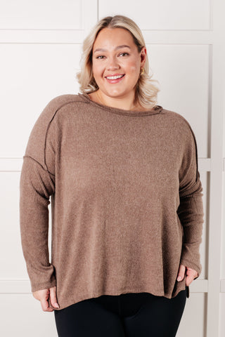 Simply Basic Ribbed Hacci Sweater in Mocha-Tops-Ave Shops-Motis & Co Boutique, Women's Fashion Boutique in Carthage, Missouri