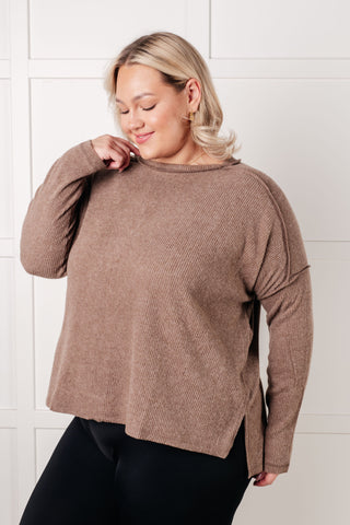 Simply Basic Ribbed Hacci Sweater in Mocha-Tops-Ave Shops-Motis & Co Boutique, Women's Fashion Boutique in Carthage, Missouri