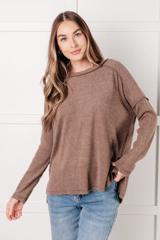 Simply Basic Ribbed Hacci Sweater in Mocha-Tops-Ave Shops-Motis & Co Boutique, Women's Fashion Boutique in Carthage, Missouri