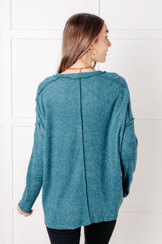 Simply Basic Ribbed Hacci Sweater in Teal-Tops-Ave Shops-Motis & Co Boutique, Women's Fashion Boutique in Carthage, Missouri