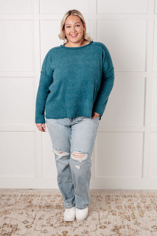 Simply Basic Ribbed Hacci Sweater in Teal-Tops-Ave Shops-Motis & Co Boutique, Women's Fashion Boutique in Carthage, Missouri