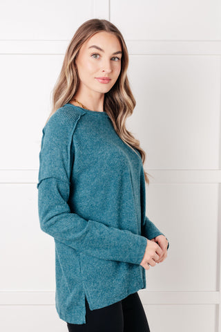 Simply Basic Ribbed Hacci Sweater in Teal-Tops-Ave Shops-Motis & Co Boutique, Women's Fashion Boutique in Carthage, Missouri