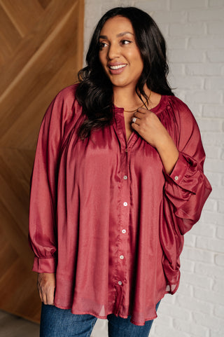 Smiles and Pouts Bat Sleeve Button Down-Blouses-Ave Shops-Motis & Co Boutique, Women's Fashion Boutique in Carthage, Missouri