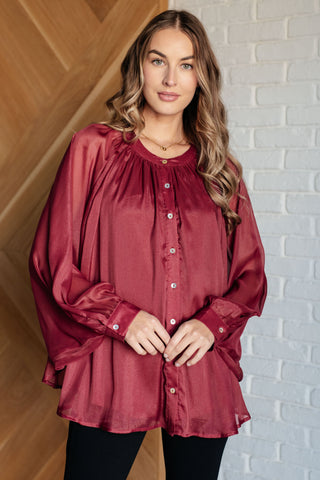 Smiles and Pouts Bat Sleeve Button Down-Blouses-Ave Shops-Motis & Co Boutique, Women's Fashion Boutique in Carthage, Missouri