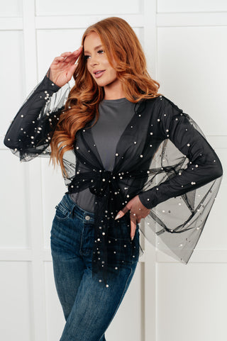 Sprinkle of Pearls Sheer Kimono-Kimonos-Ave Shops-Motis & Co Boutique, Women's Fashion Boutique in Carthage, Missouri