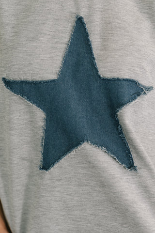 Star Stud Distressed Applique Top-Short Sleeves-Ave Shops-Motis & Co Boutique, Women's Fashion Boutique in Carthage, Missouri