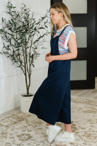 Suit Yourself Adjustable Strap Jumpsuit in Navy-Jumpsuits & Rompers-Ave Shops-Motis & Co Boutique, Women's Fashion Boutique in Carthage, Missouri