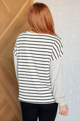 Super Clever Patchwork Striped Top in Ivory-Tops-Ave Shops-Motis & Co Boutique, Women's Fashion Boutique in Carthage, Missouri