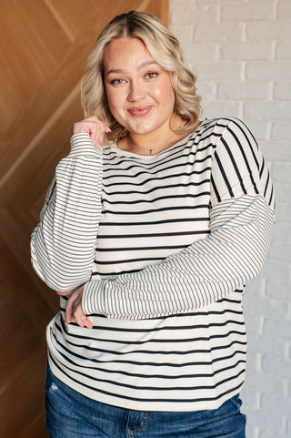 Super Clever Patchwork Striped Top in Ivory-Tops-Ave Shops-Motis & Co Boutique, Women's Fashion Boutique in Carthage, Missouri