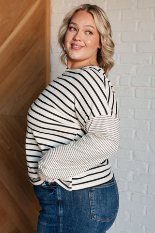 Super Clever Patchwork Striped Top in Ivory-Tops-Ave Shops-Motis & Co Boutique, Women's Fashion Boutique in Carthage, Missouri