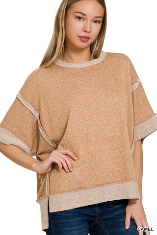 Marissa Oversize Camel Top-Short Sleeves-Zenana-Motis & Co Boutique, Women's Fashion Boutique in Carthage, Missouri