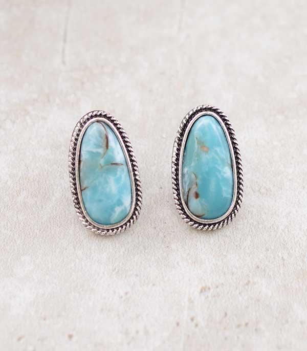 Turquoise Western Stone Stud Earrings