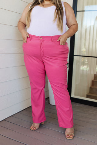 Tanya Control Top Faux Leather Pants in Hot Pink-Pants-Ave-Motis & Co Boutique, Women's Fashion Boutique in Carthage, Missouri