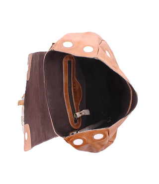 Teji Tan Rustic Nectar Leather Backpack Bag
