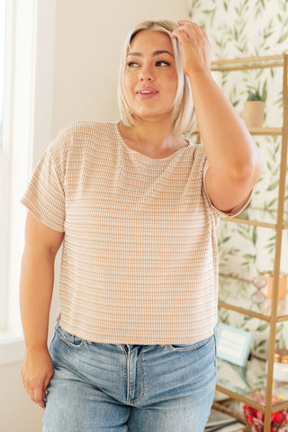 Textured Boxy Top in Taupe-Short Sleeves-Ave-Motis & Co Boutique, Women's Fashion Boutique in Carthage, Missouri