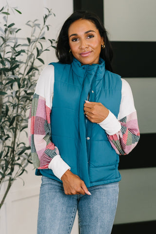That's What I'm Talkin' About Puffer Vest in Teal-outerwear-Ave Shops-Motis & Co Boutique, Women's Fashion Boutique in Carthage, Missouri