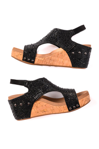 Ashley Wedge Sandals in Black Rhinestone-Wedges-Ave-Motis & Co Boutique, Women's Fashion Boutique in Carthage, Missouri