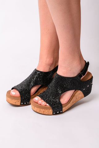 Ashley Wedge Sandals in Black Rhinestone-Wedges-Ave-Motis & Co Boutique, Women's Fashion Boutique in Carthage, Missouri