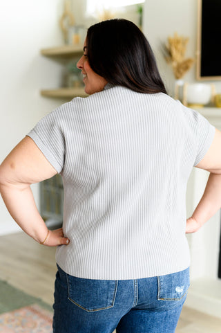 This Little Life Mock Neck Short Sleeve Sweater in Grey-Sweaters-Ave shops-Motis & Co Boutique, Women's Fashion Boutique in Carthage, Missouri