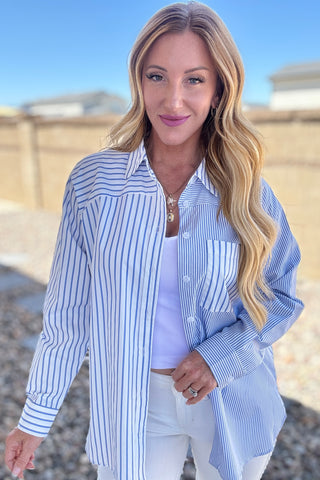 This or That Striped Button Down-Long Sleeves-Ave shops-Motis & Co Boutique, Women's Fashion Boutique in Carthage, Missouri