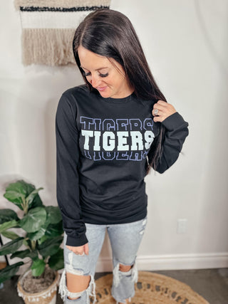 Tigers Long Sleeve Game Day Black Tee-Graphic Tees-Tshirt Snob-Motis & Co Boutique, Women's Fashion Boutique in Carthage, Missouri