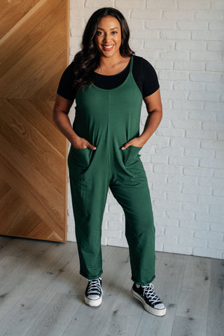 Totally Me Spaghetti Strap Jumpsuit in Dark Green-Jumpsuits & Rompers-Ave Shops-Motis & Co Boutique, Women's Fashion Boutique in Carthage, Missouri