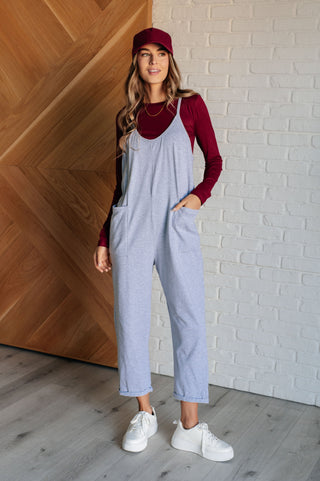 Totally Me Spaghetti Strap Jumpsuit in Heather Grey-Jumpsuits & Rompers-Ave Shops-Motis & Co Boutique, Women's Fashion Boutique in Carthage, Missouri