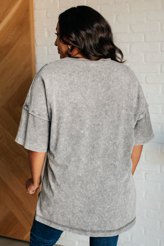 Unbothered Mineral Wash Top in Grey-Short Sleeves-Ave Shops-Motis & Co Boutique, Women's Fashion Boutique in Carthage, Missouri