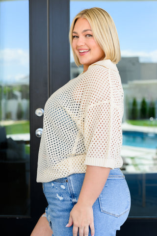 Under The Boardwalk Fishnet Collared Top-Short Sleeves-Ave Shops-Motis & Co Boutique, Women's Fashion Boutique in Carthage, Missouri