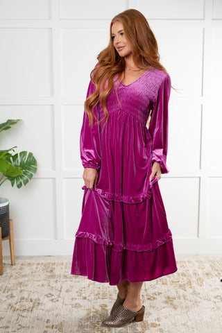 Velvet Flamenco Maxi Dress-Dresses-Ave Shops-Motis & Co Boutique, Women's Fashion Boutique in Carthage, Missouri