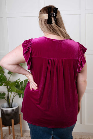 Velveteen Queen Blouse in Magenta-Blouses-Ave Shops-Motis & Co Boutique, Women's Fashion Boutique in Carthage, Missouri