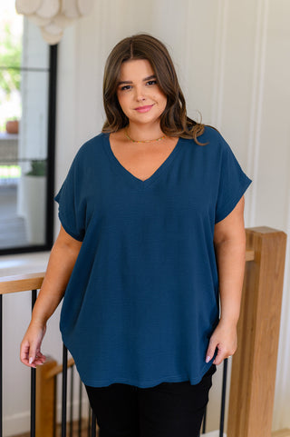 Very Much Needed V-Neck Top in Teal-Short Sleeves-Ave Shops-Motis & Co Boutique, Women's Fashion Boutique in Carthage, Missouri