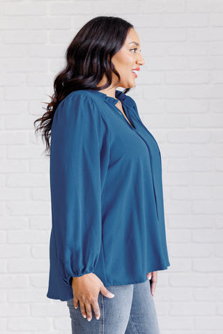 We Believe Keyhole Tie Detail Blouse-Tops-Ave Shops-Motis & Co Boutique, Women's Fashion Boutique in Carthage, Missouri