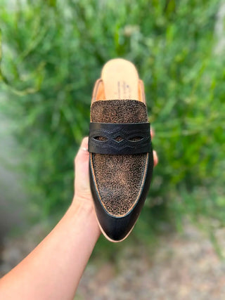 Whitney Black Two Tone Western Mule - Agave Sky-Mules-Agave Sky-Motis & Co Boutique, Women's Fashion Boutique in Carthage, Missouri
