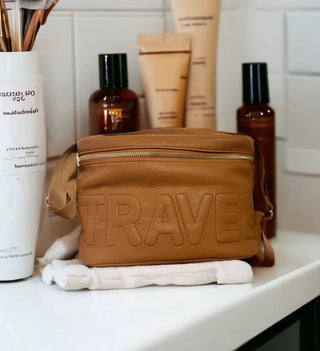 Vegan Leather Cosmetic Travel Bag-Handbags-Bash-Motis & Co Boutique, Women's Fashion Boutique in Carthage, Missouri