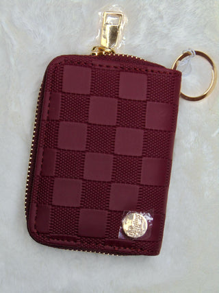 Plum Checker Zip Around Wallet-Wallets-Darling Effect-Motis & Co Boutique, Women's Fashion Boutique in Carthage, Missouri